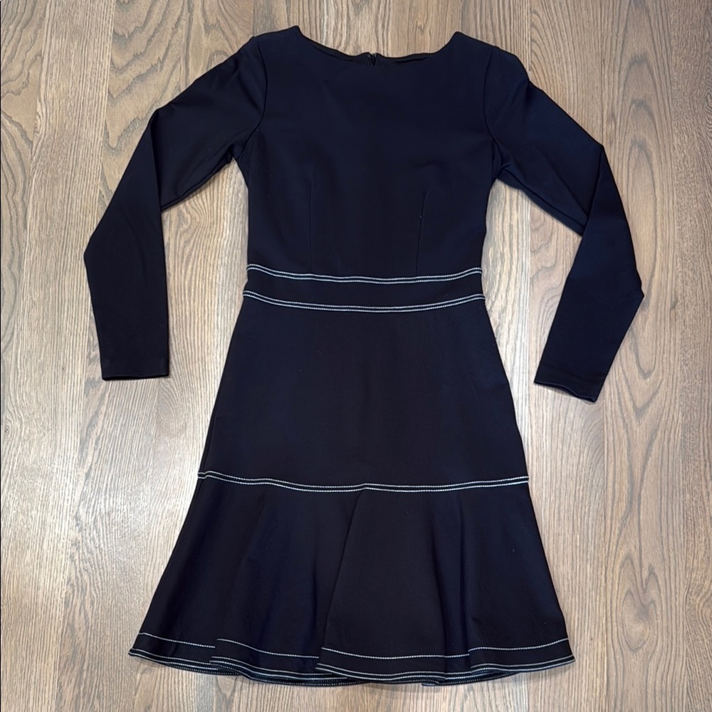 Ann Taylor Black Dress Long Sleeve Bateau Neckline - Size 2